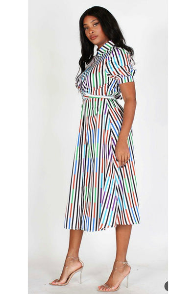 'Chantelle' Striped Midi Dress