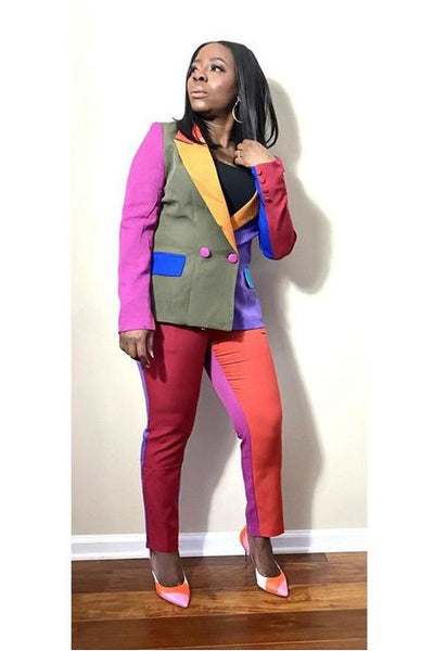 'Kamara' Color Block Blazer Set