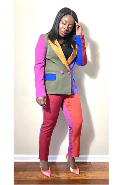 'Kamara' Color Block Blazer Set