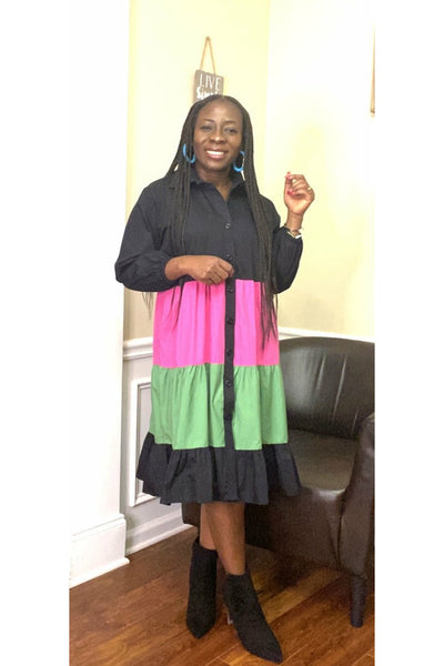 'I am joyful' Button Down Dress