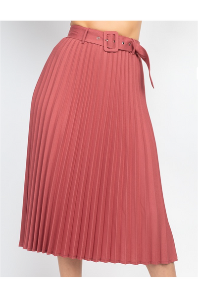 Irisa Pleated Midi Skirt with belt