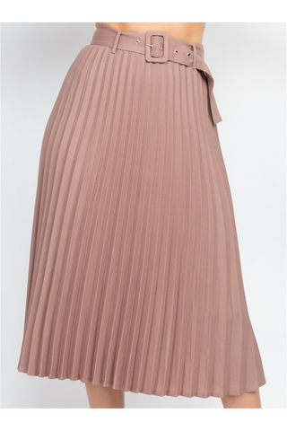 Irisa Pleated Midi Skirt with belt