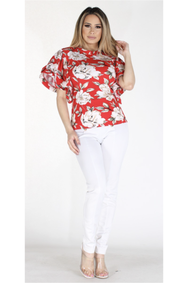 Kindred Ruffled Sleeve Top (Floral)