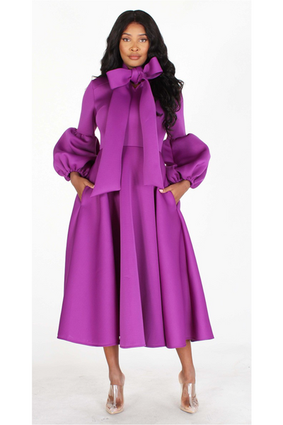 'Claudia' Solid Bow Tie Dress