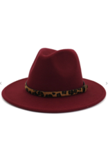 'Fedora' Panama Hat-Leopard Trim (Multiple Colors)